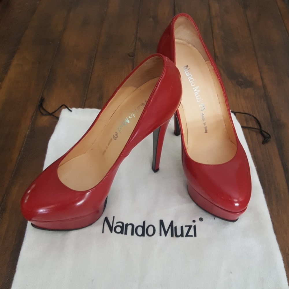 Leather High Heel Platform Pumps Shoes